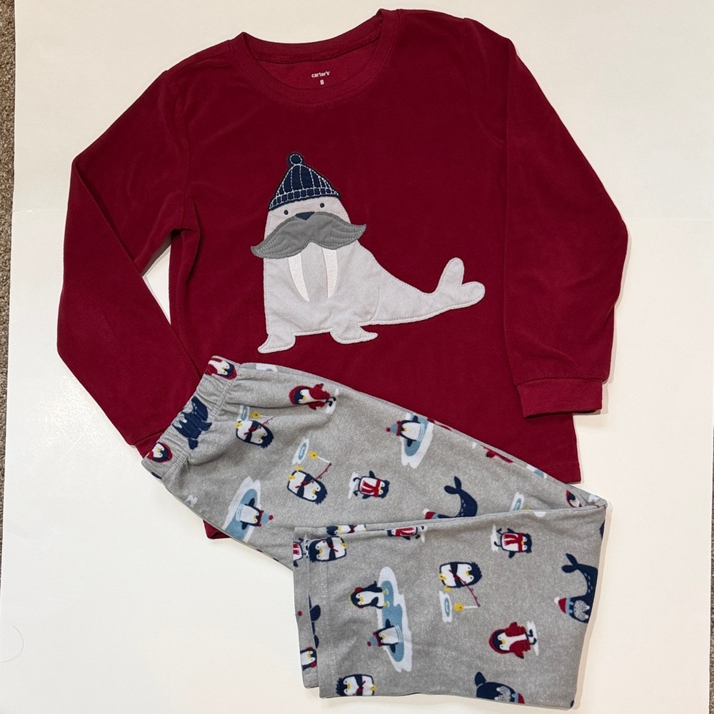 Carter's Red and Gray Walrus Pajama Set